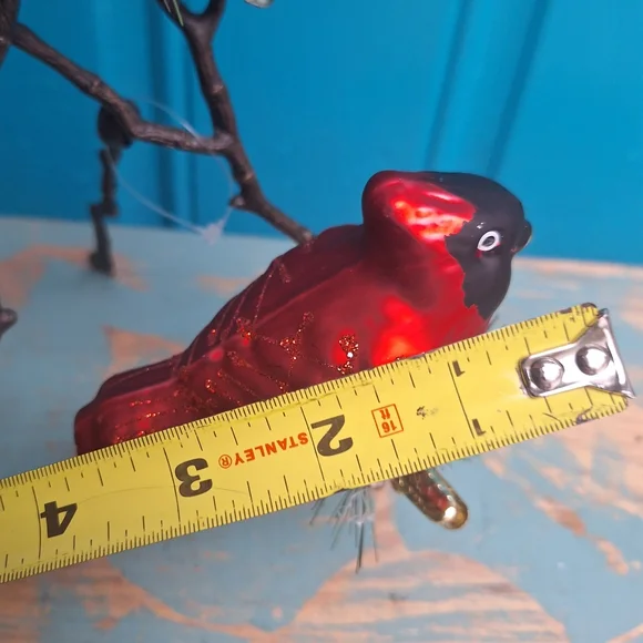 Vintage Bird Ornaments Mercury Glass Clip-On Red Birds Home Decor Christmas - Picture 9 of 16